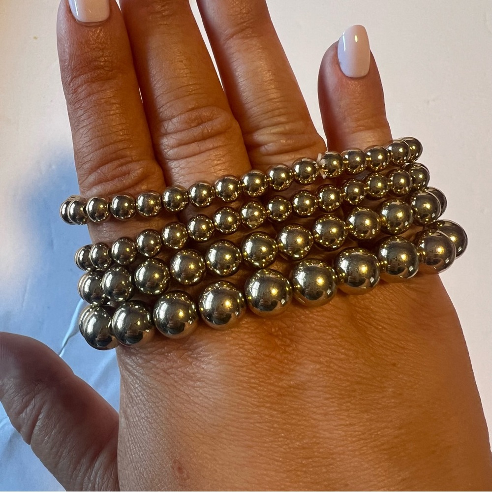 Gold Beaded Stretchy Bracelets - Picture 2 of 3